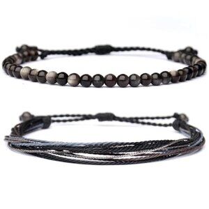 Natural Stone Beaded Bracelets for Women Unisex Adjustable Bracelets